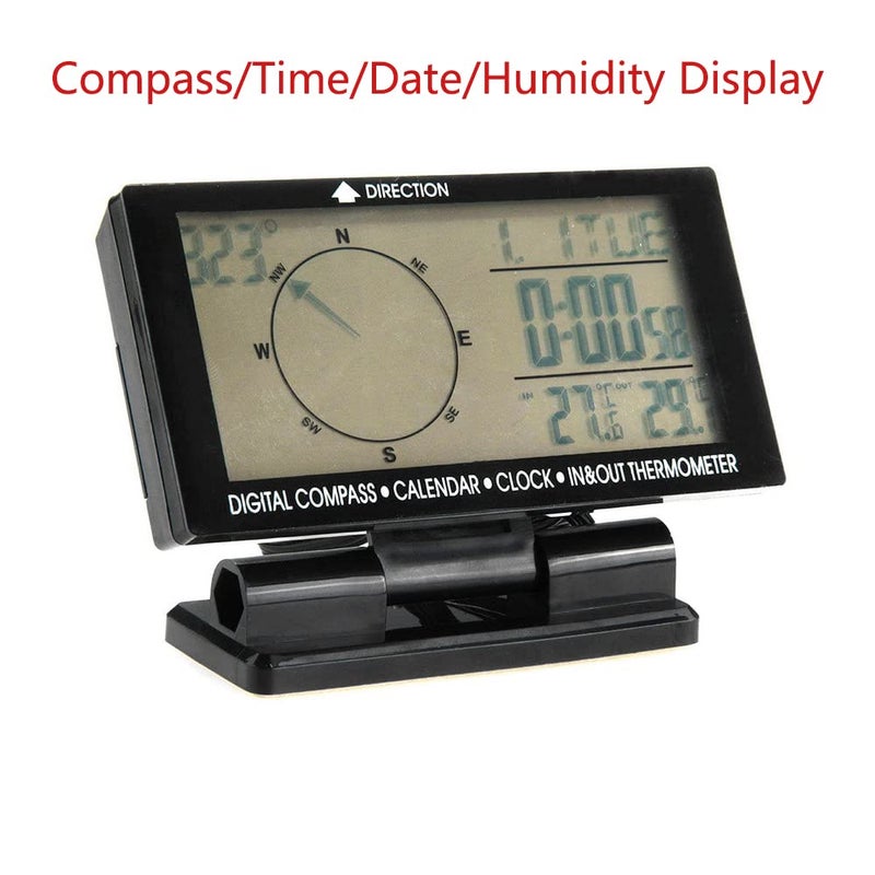 Maso Digital Car Thermometer Black with Blue Backlight Compass Clock with Large LCD 3.9inch - Image 4